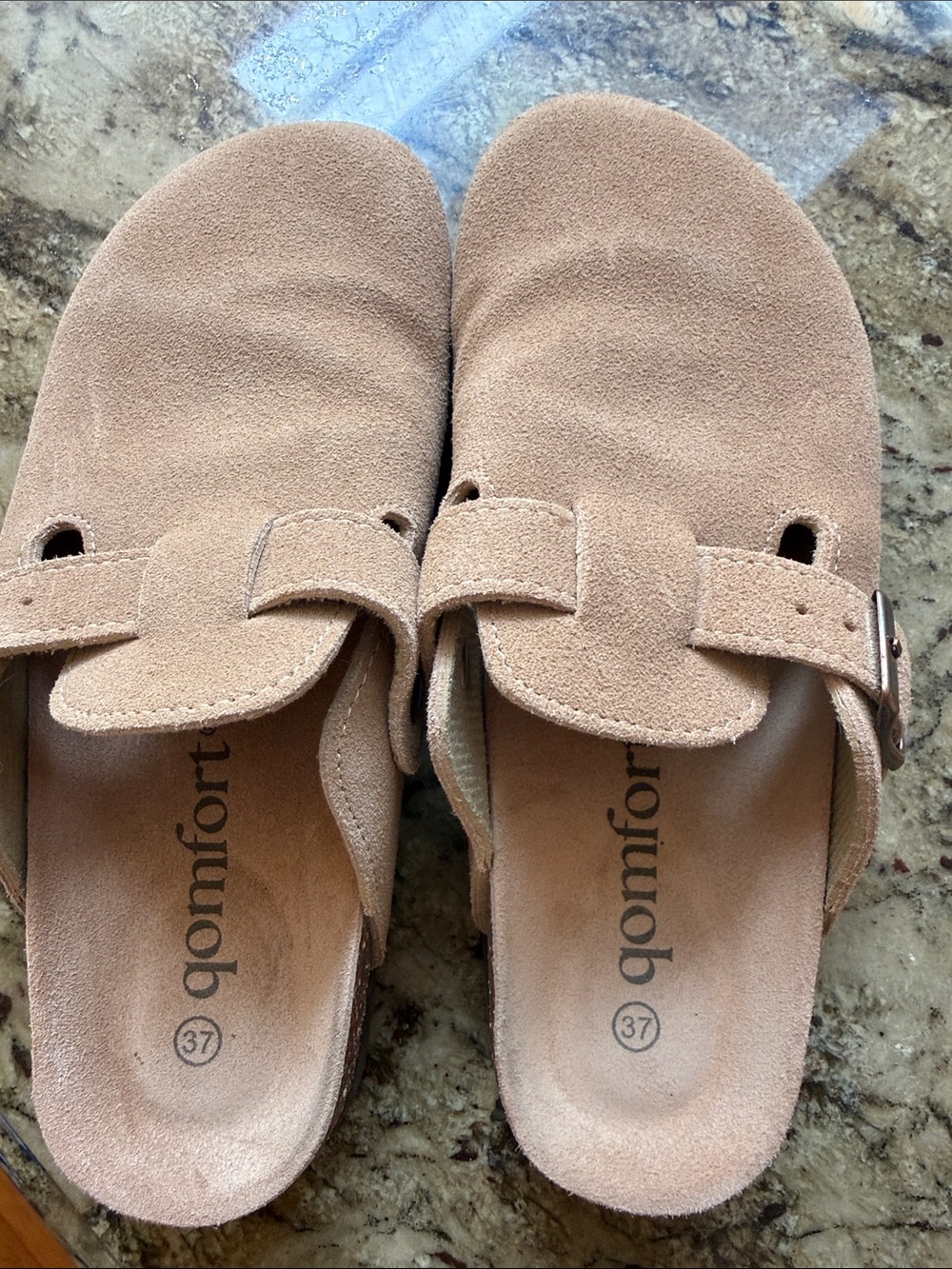 Suede Buckle Clog - Light Tan by qomfort